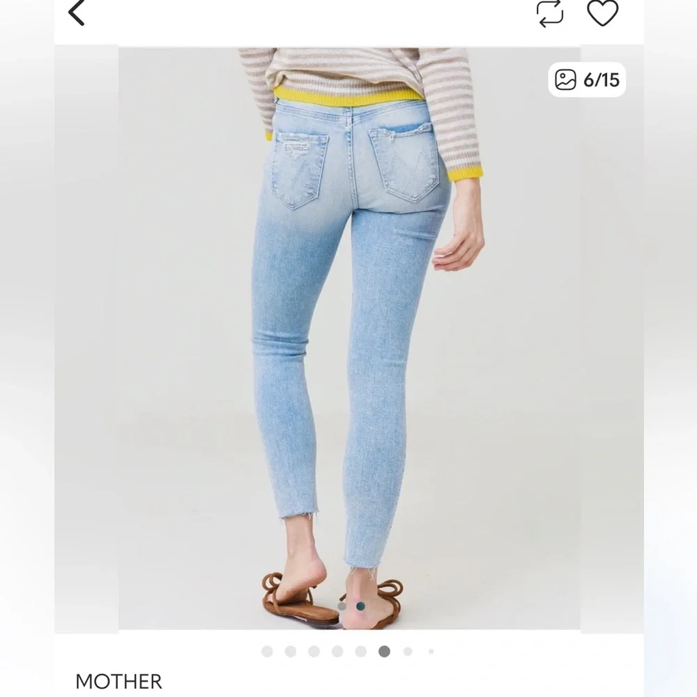 MOTHER Light Blue The Pixie Frayed Ankle Jeans